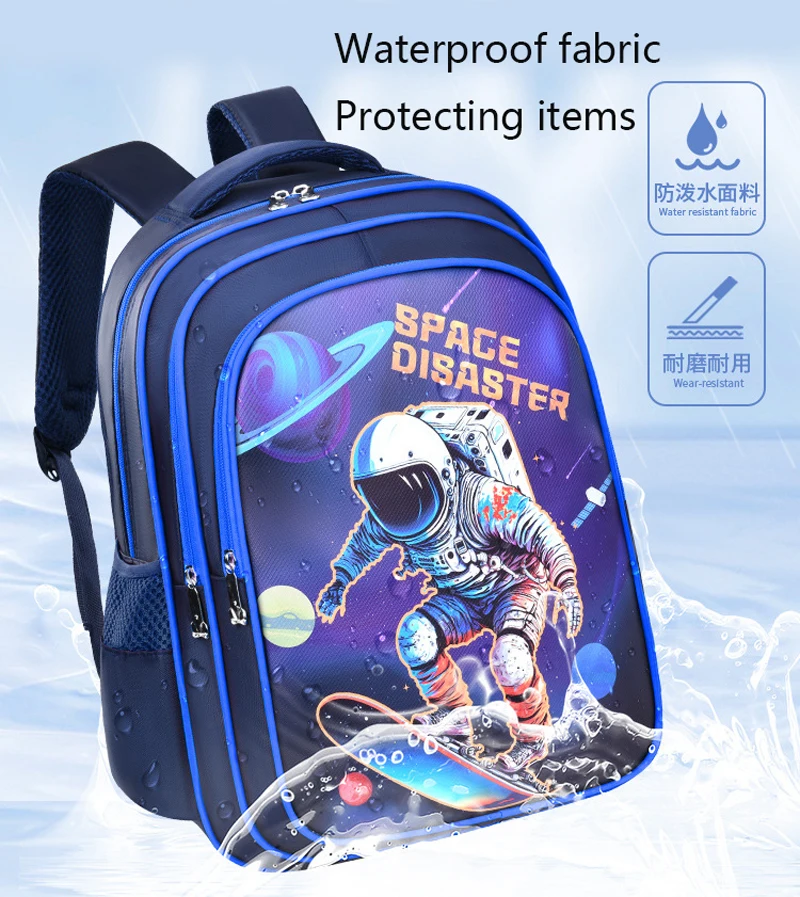 Kid Backpack Astronaut Boys School Bookbags Middle Schoolbag Waterproof Large Capacity for Backpack(16 inch Space Fun Prints)