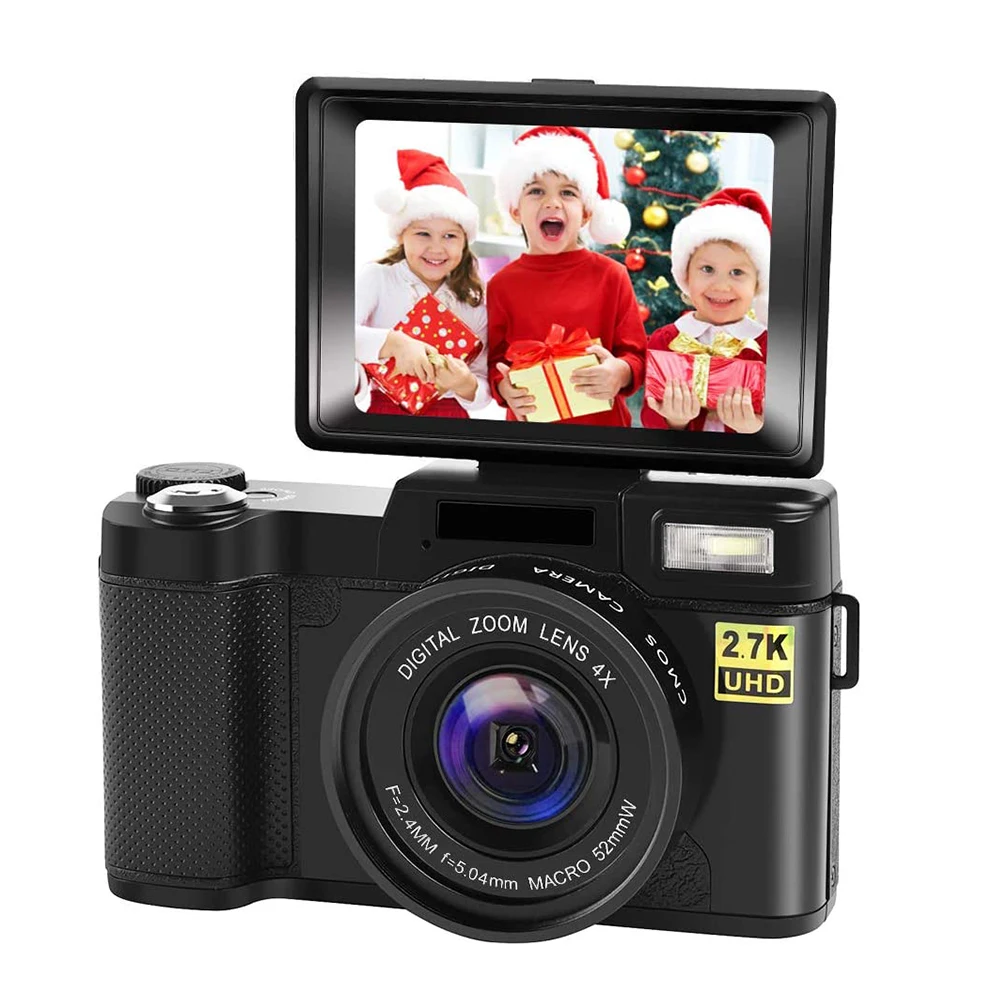 

2.7K Full HD Digital Camera 24MP Photographic Camera 4x Zoom Rotating Screen Professional EIS Video Camera for Travel Vlog