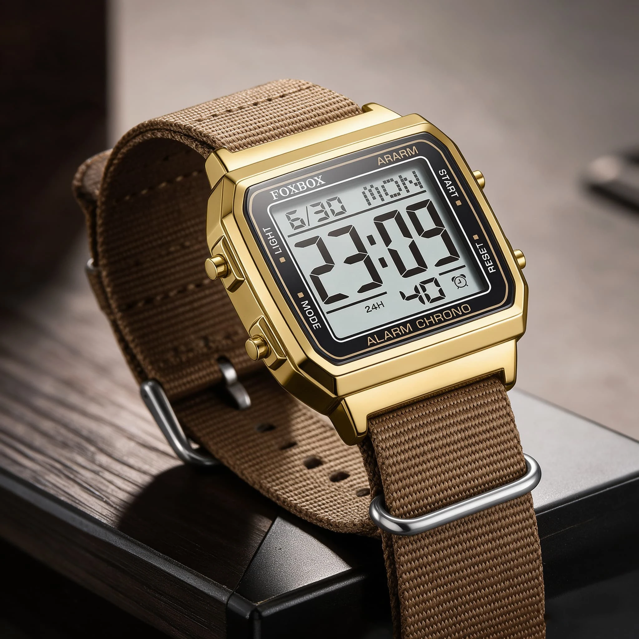 FOXBOX Men Quartz Digital Wristwatches Sport Mens Watches Luxury Led Electronic Clock Waterproof Square Dial Reloj Hombre