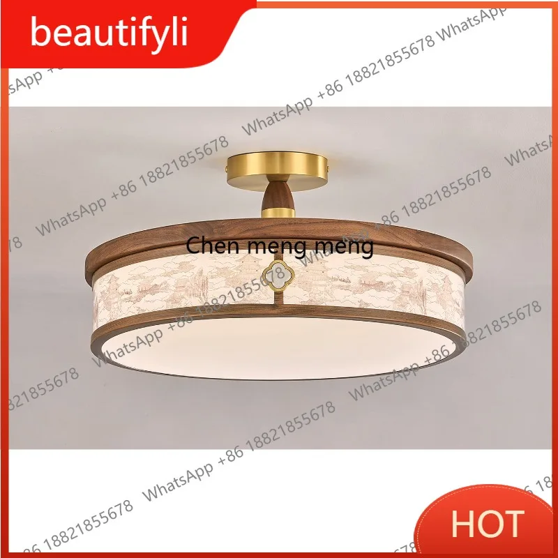 

D80 Song-style aesthetic aisle ceiling light black walnut zen new Chinese-style entrance entrance lamp