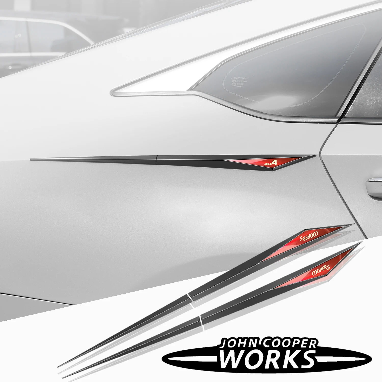 

2 шт., автомобильные наклейки из ТПУ для мини-куперов all4 works R56 R50 R51 R52 R53 R52 R55 R57