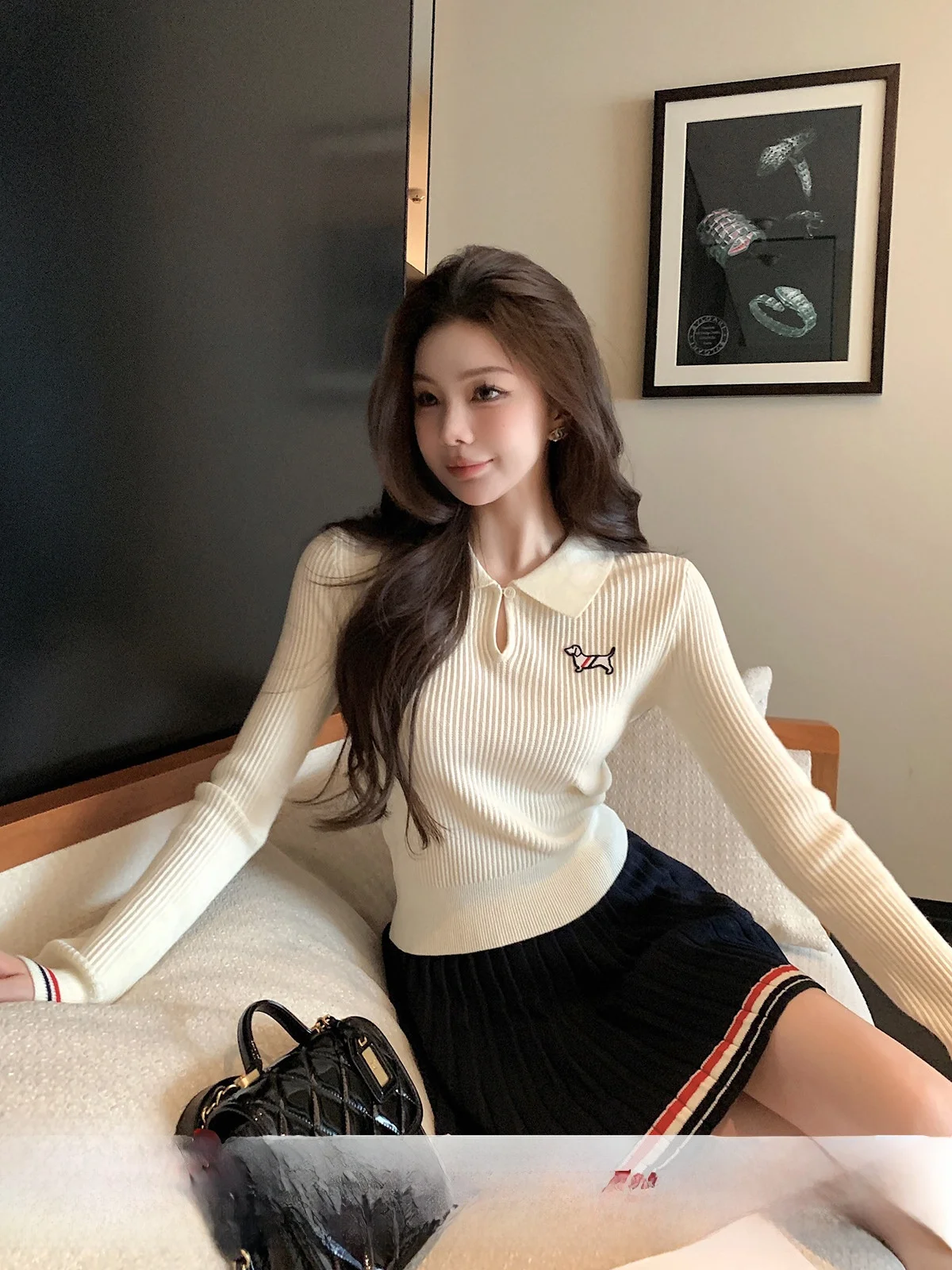 

Новый весенний комплект Qiu Rou Yao: вязаный топ и юбка в клетку для женщин, облегающий крой, модный дизайн