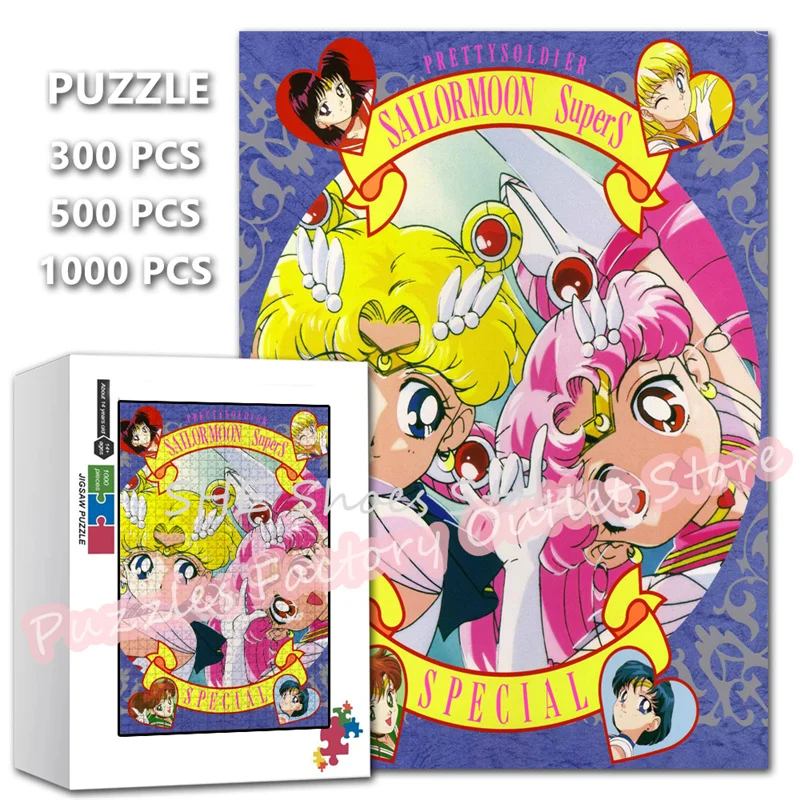 Anime Legpuzzels Sailor Moon Supers 300/500/1000 Stuks Japanse Schoonheid Meisjes Print Puzzel voor Kinderen Intellectuele Spel speelgoed