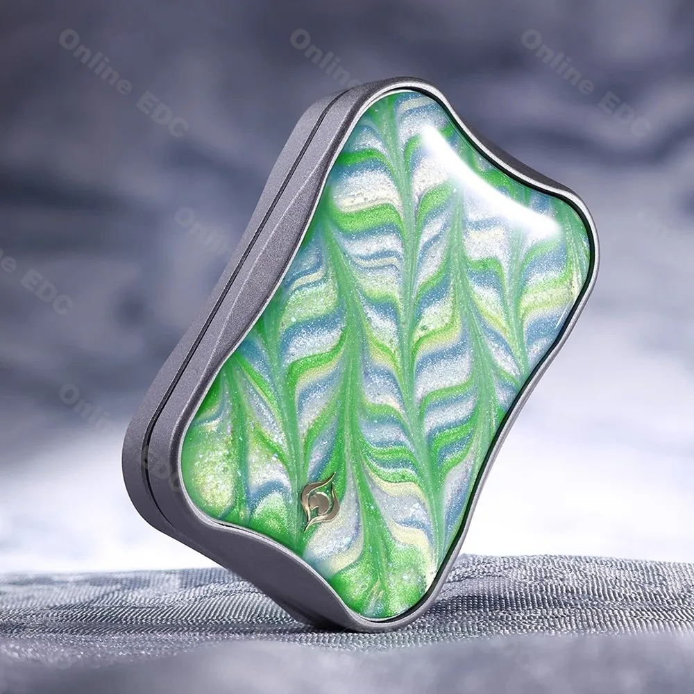 ピーコックオーラサンドスリムプロ無制限プッシュスライダーフィジェットスライダーステンレス鋼チタンジルコニウムストレスリリーフおもちゃ大人のための