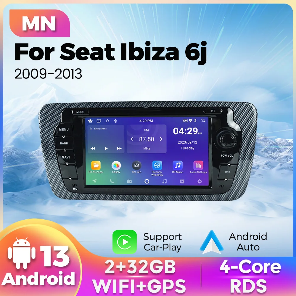 

7inch Car Radio for Seat Ibiza 2009-2013 CarPlay Android Auto Multimedia Video Player GPS Navigation WIFI RDS FM Audio Head Unit