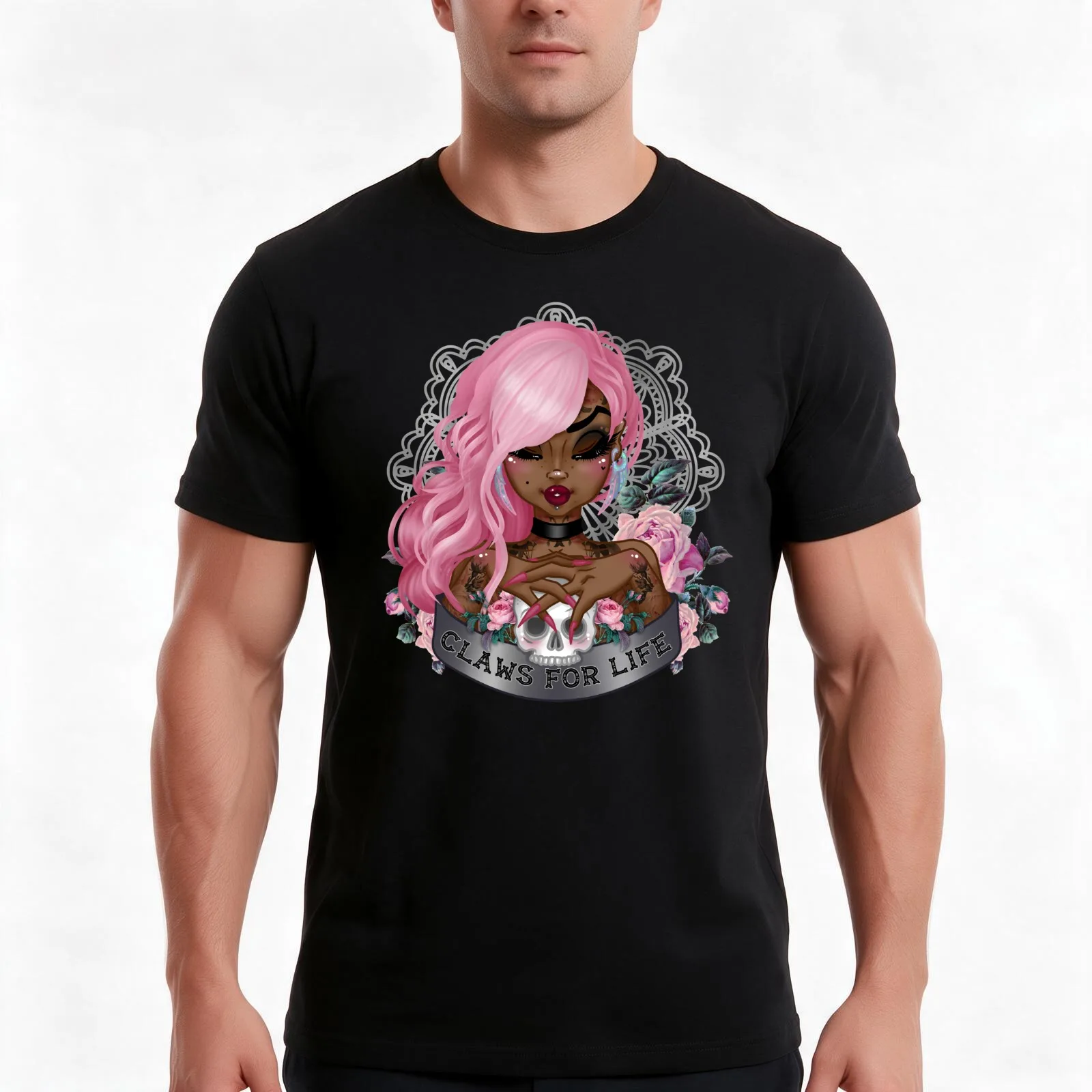 Claws for Life Pink Edition T-Shirt, Summer Casual Cotton Tee, Oversized Streetwear Tops, Vintage Graphic Print, 100% Cotton
