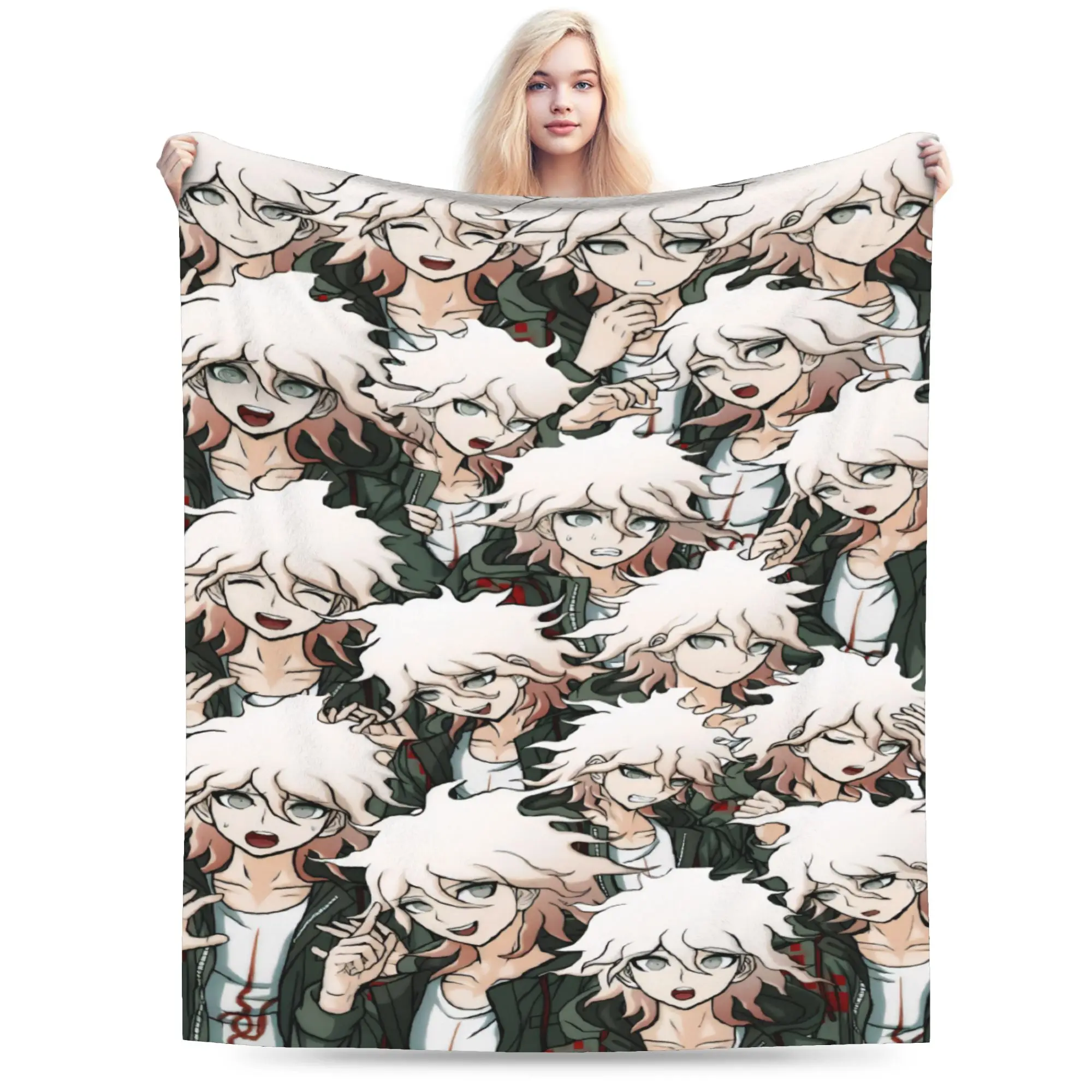 Soft Blanket Child Decorative Danganronpa Throw Blanket Nagito Komaeda The Ultimate Flannel Bedspread For Couch Bed Sofa Bed