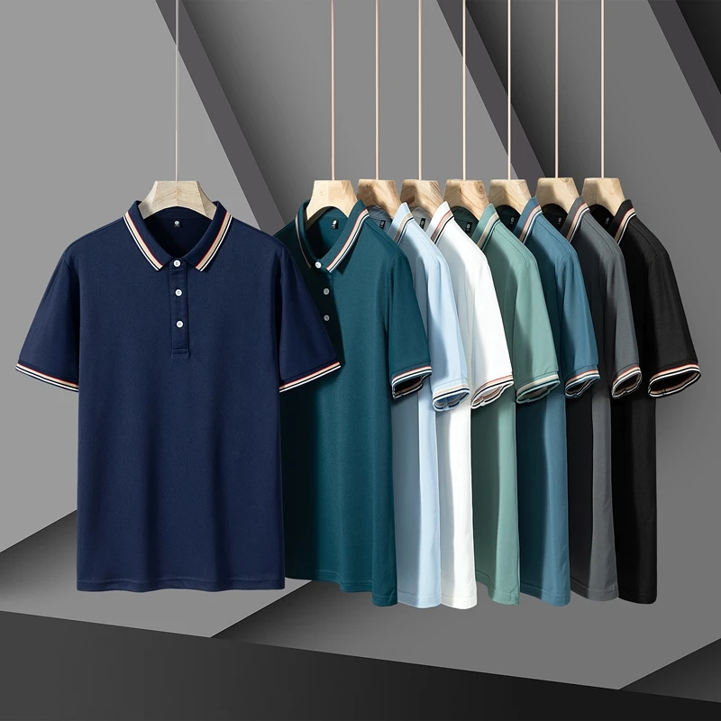 Casual Summer Brand Men Business Polo Shirts Hot Selling Clothing Breathable Short Sleeve Lapel 8 Colors T-Shirt Size M-5XL