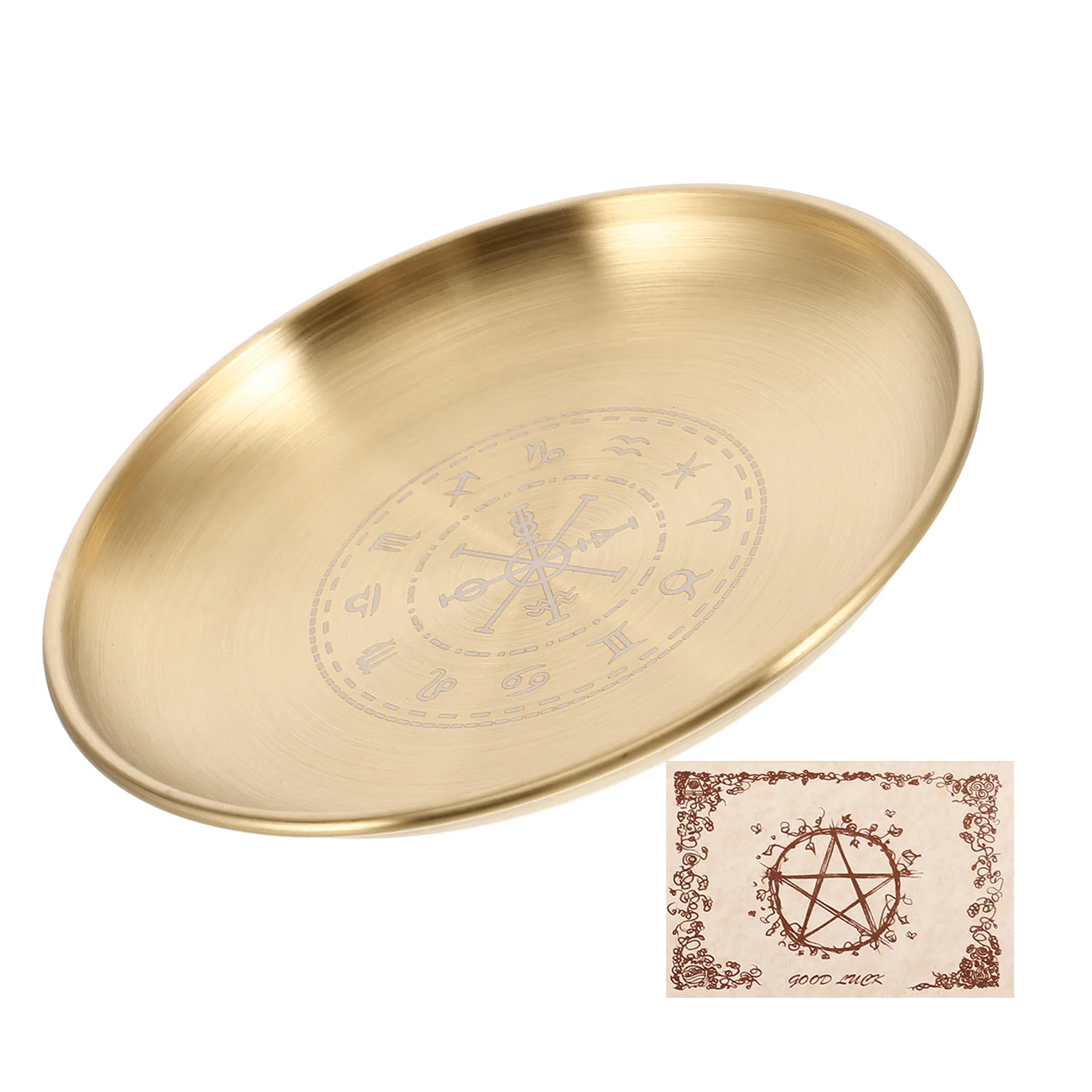 1 Juego de tablero de adivinación de acero inoxidable, soporte para Altar, bandeja para Tarot, plato Ritual de radiestesia espiritual, herramienta de péndulo de radiestesia