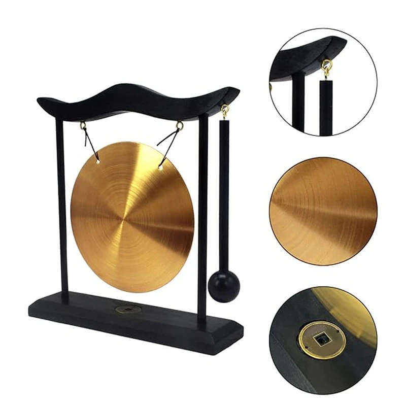 Mini Desktop Gong Table Wind Chime Percussion Instrument Cymbals Gongs With Mallet For Home Decor Housewarm Gift-C Easy Install