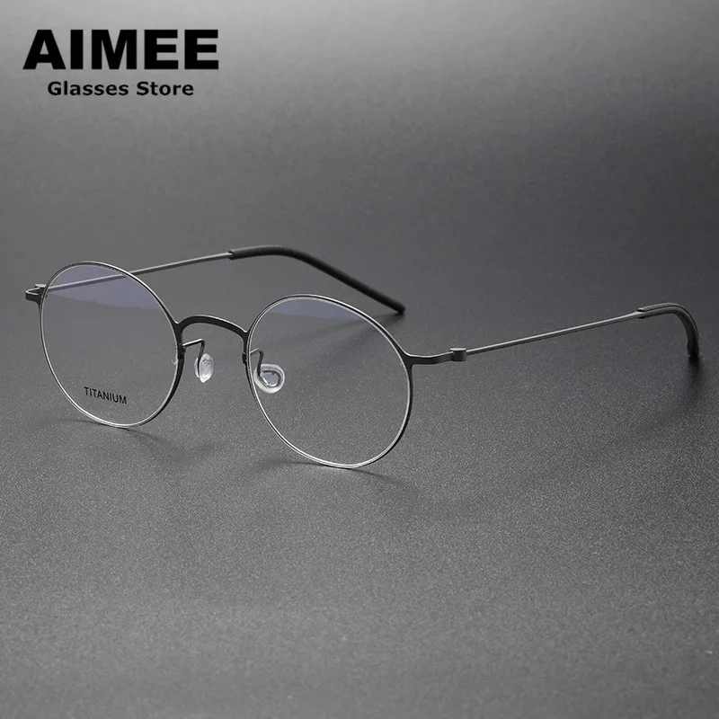 Denmark Brand Pure Titanium Ultralight Glasses Frame Men Women Round Screwless Eyeglasses Korean High Quality Designer Eyewear