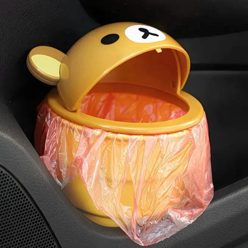 Rilakkuma Cup Shaped Flip Cover Desk Top Trash Can Storage Decorative Ornaments Automotive Garbage Storage Bin Birthday Gift view 6