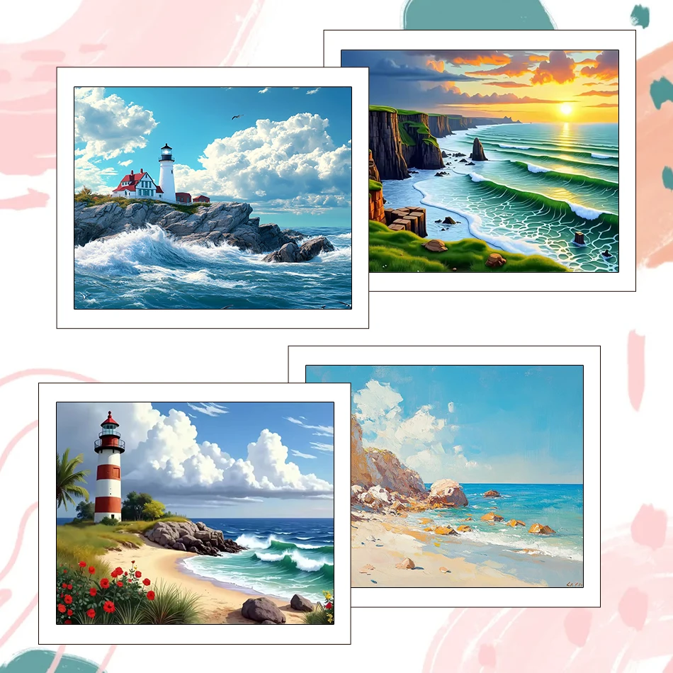 

RUOPOTY Painting By Number Adults Landscape On Canvas 40X50cm seaside scenery Color Markers Acrylic Paints Bedroom Decoration