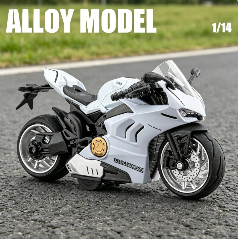 1:14 Series Simulation H2R Alloy Motorcycle Model Toy Can Be Ignited，Perfect Birthday Gift for Boyfriend