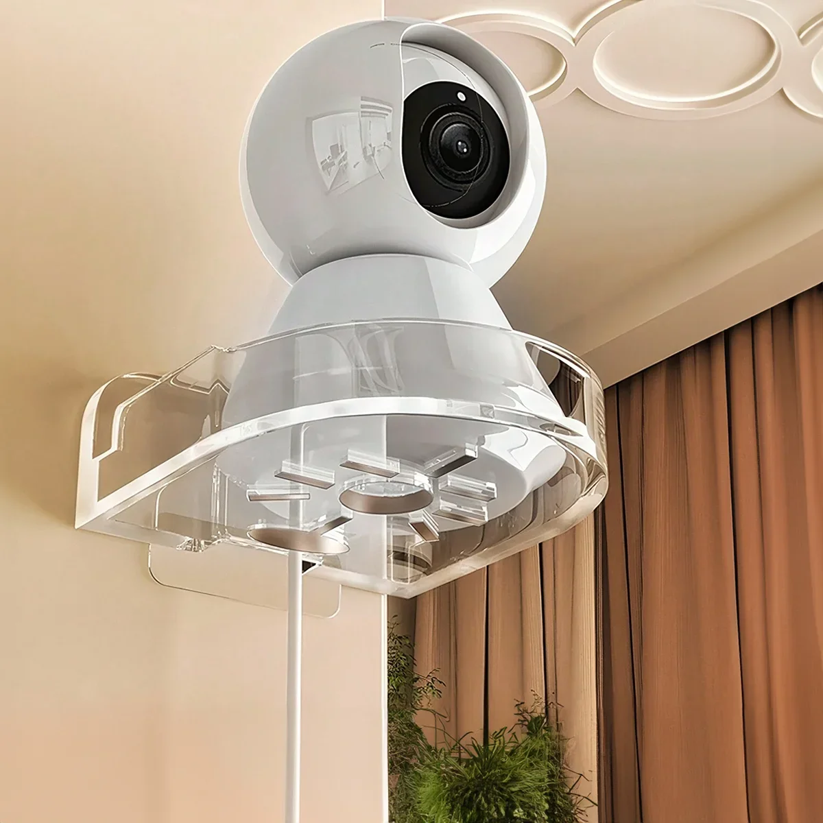 1PC Punch Free CCTV Camera Wall Mount Bracket Self Adhesive Drill Less Surveillance Holder Space Saving Storage Rack