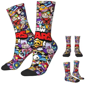 גרביים עם לוגו משחק Brawled לנשים וגברים, גרביים רכים ומודרניים לאביב, ריצה ספורטיבית, עיצוב אנטי סליפ, מתנת יומולדת