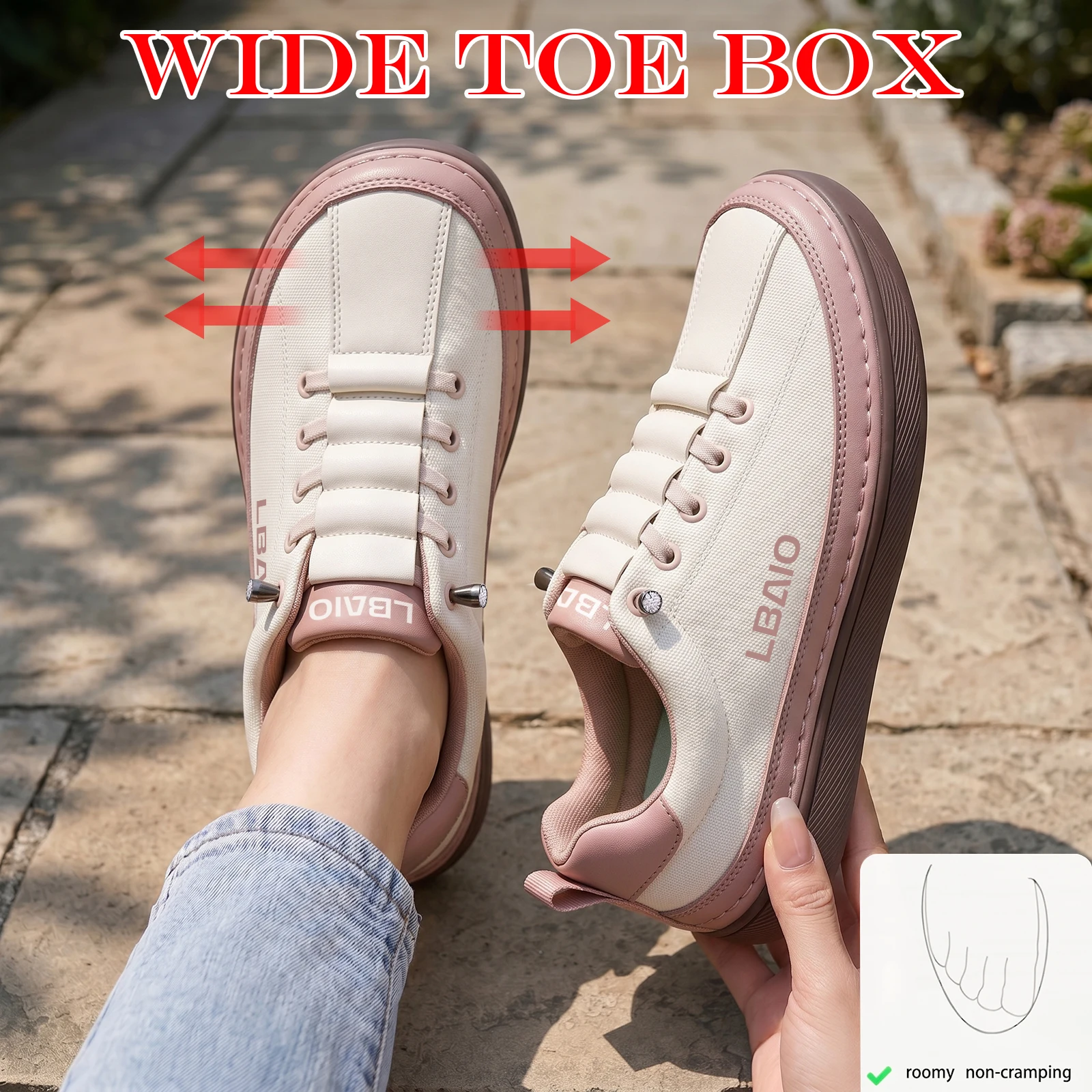 Women'S Fat Wide Last Casual Sports Shoes, Slip-ons, Improving Foot Health with Natural Fit/Feel for Women'S Barefoot Shoes, Thin Sole Comfortable Wide Toe Hiking Shoes, Gym Training Yoga Shoes, Fashionable Versatile Mesh Breathable Commuting Work Shoes