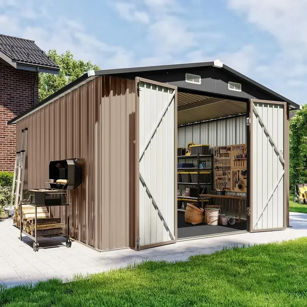 Durable Galvanized Steel Outdoor Shed - 10x12 Storage for Bikes, Tools, and Generators