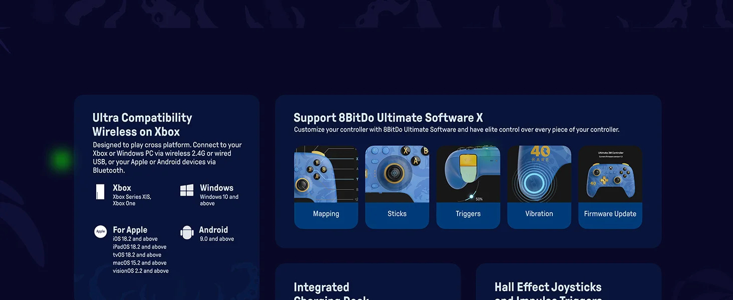 8BitDo Ultimate 3-Modus-Controller in seltener 40-jähriger Jubiläumsausgabe mit Pro-Back-Tasten für Xbox Series X | S, Xbox One, PC, Android – Detail 11