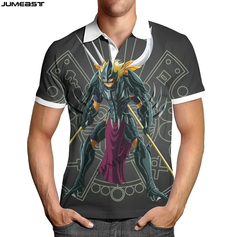 Jumeast Y2k Men Women 3D Printed Sweatshirt Cartoon Anime Saint Seiya Polo T Shirt Hip Hop Sport Pullover Tops Tees