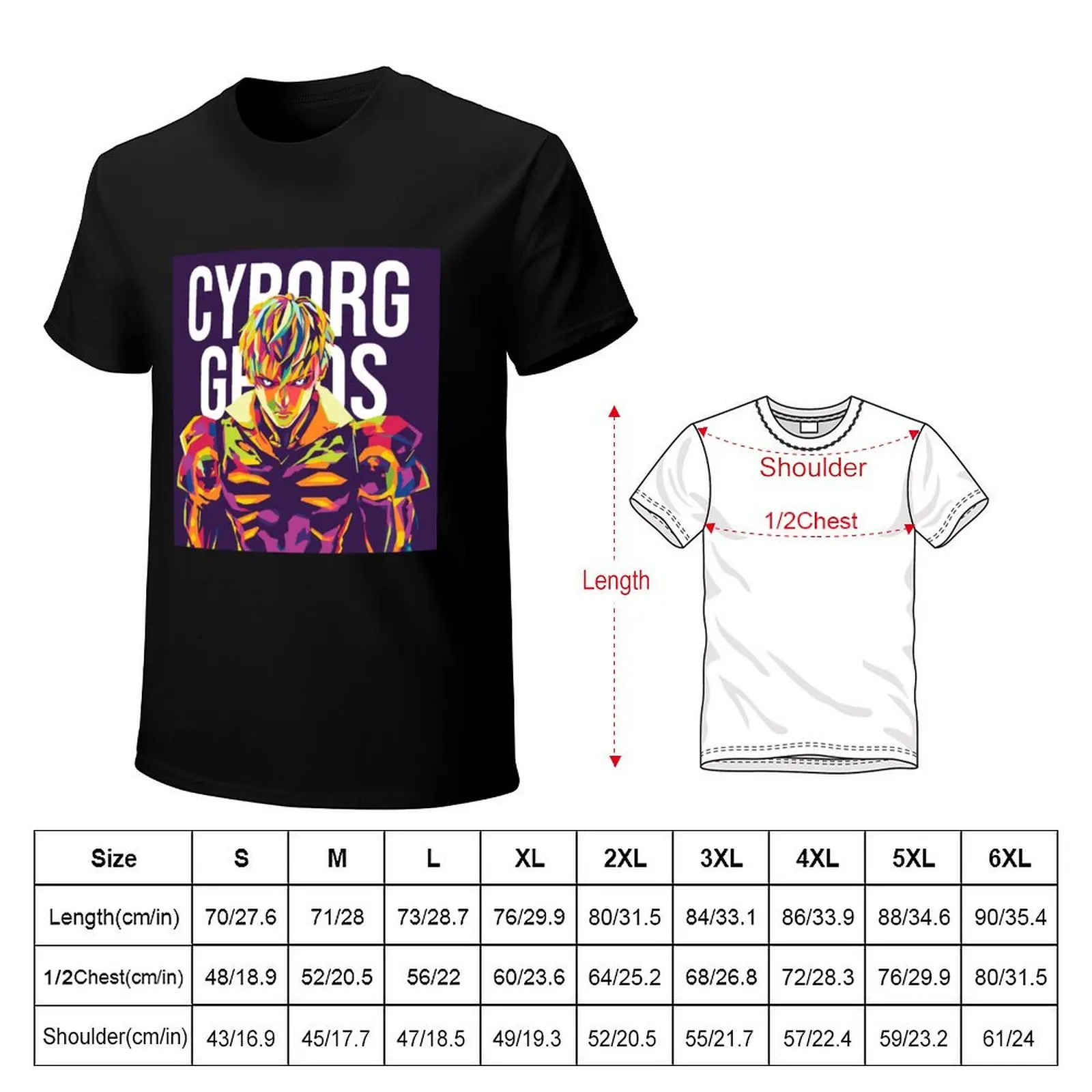 cyborg genos one punch wpap T-Shirt t shirts for man slim fit T-Shirt