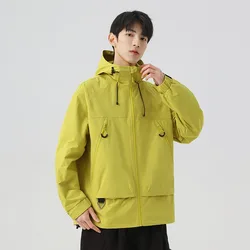 Spring and Autumn Leisure Jacket Men's Outdoor Camping Waterproof and Windproof Hooded Windproof Coat