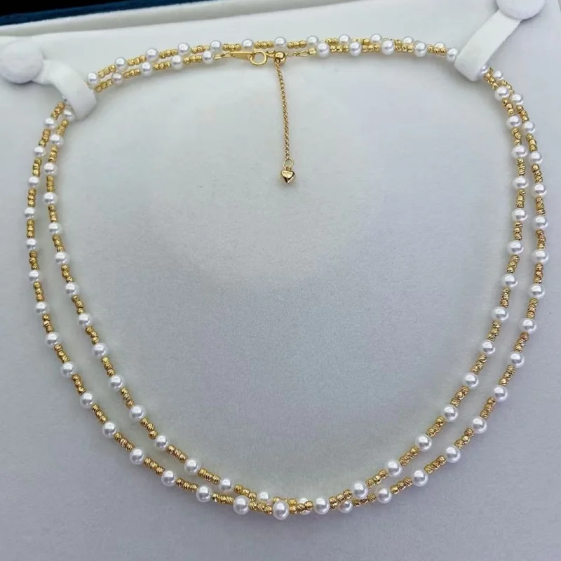 

SGARIT Small Size Natural Freshwater White Pearl Necklace for Women Round Shape Fashion Long Sweater Necklace Jewelry Girls SN28