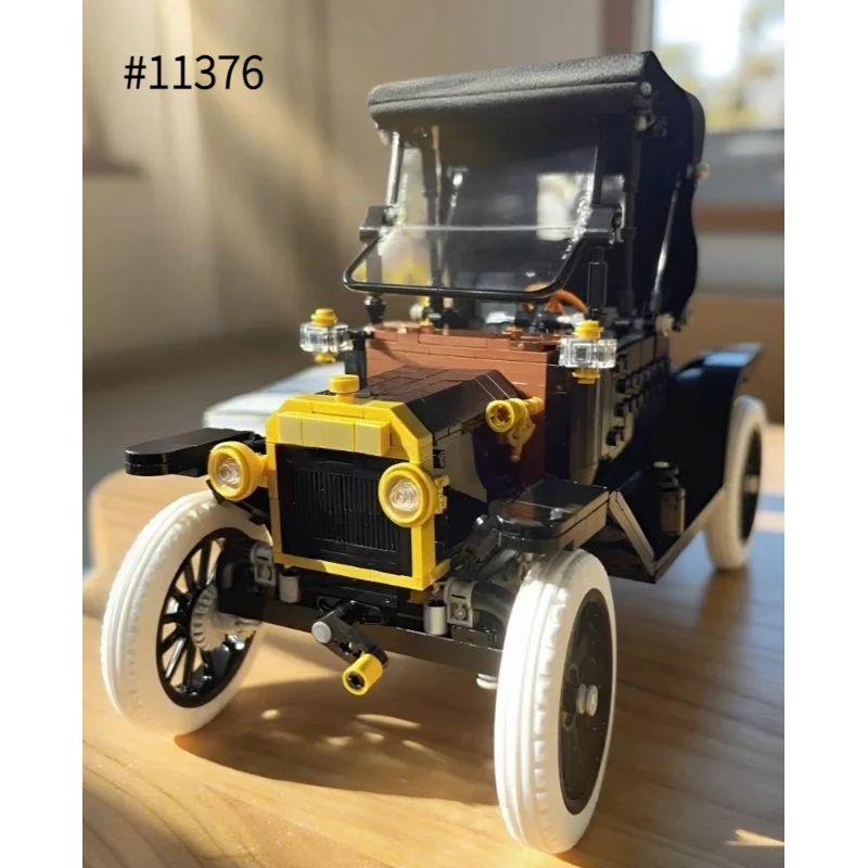 Set de Bloques de Construcción de 1060 Piezas, Modelo de Auto Clásico T 11376, Ladrillos Técnicos de Automóvil Retro, Juguete de Regalo para Adultos y Niños