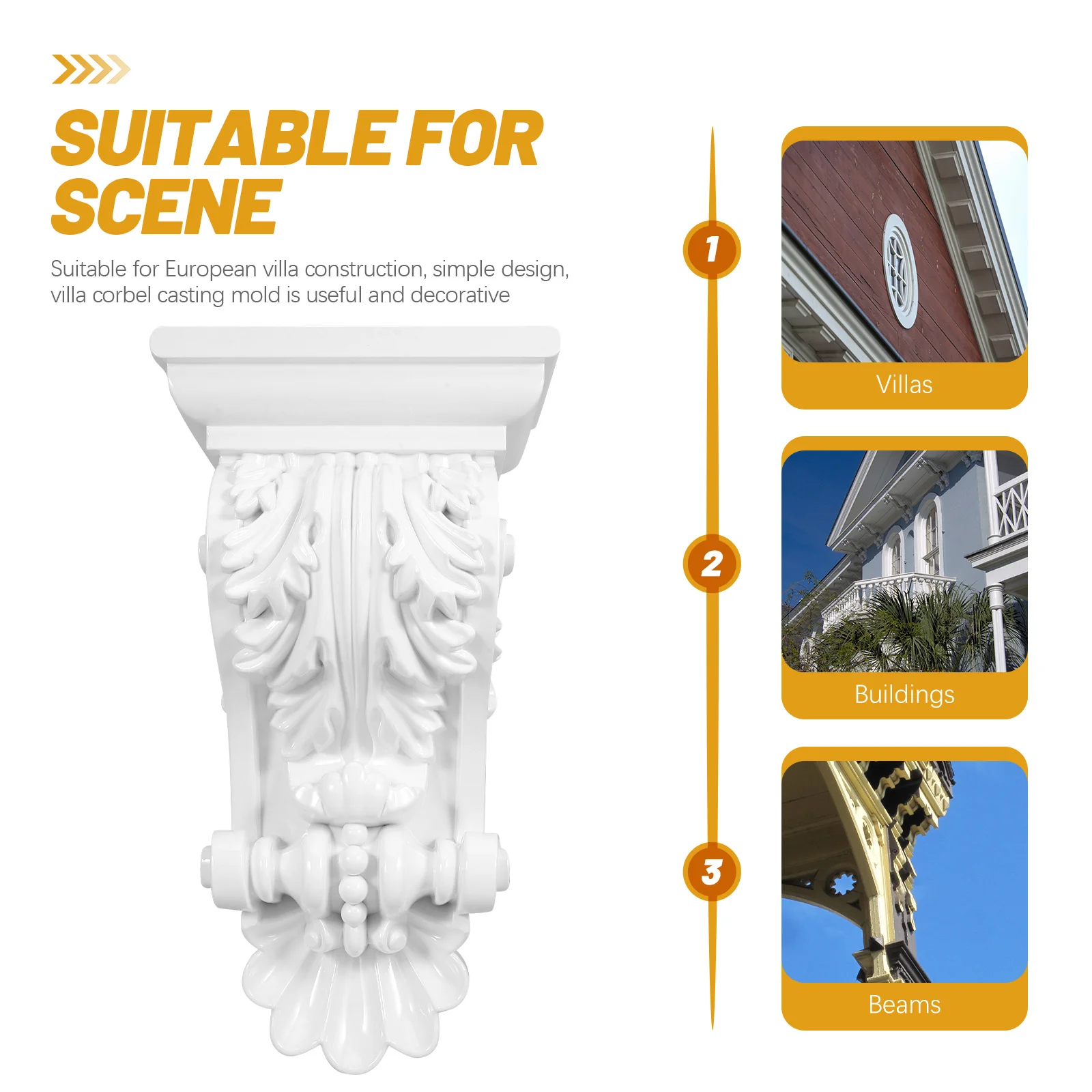 

European Style Beam Suspension Decorative Corbel White Carved Applique for Ceiling Wall Door Window Home Decor Elegant Floral