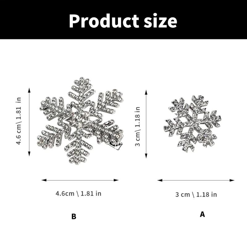 Świąteczna spinka do włosów Blingbling Snowflake spinka do włosów Wyszukane płaskie cyrkonie