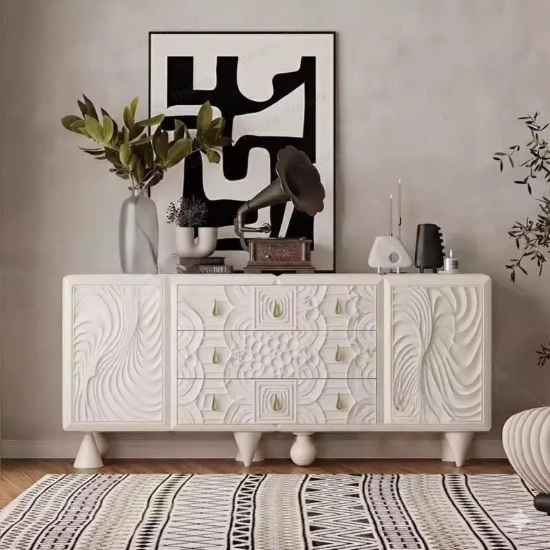 

Французский легкий роскошный буфет для столовой, белый, с резными элементами, тумба с ящиками, мебель для гостиной и столовой