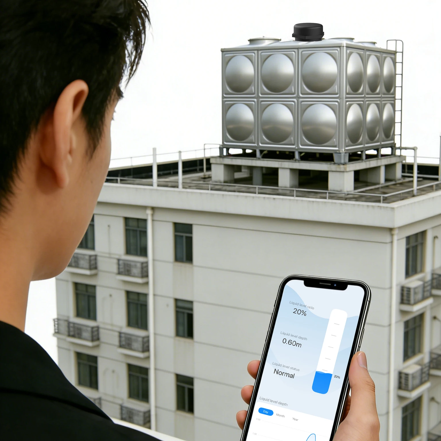 ULS-03GW 2.4G Wifi APP Ultrasonic Sensor Outdoor Alarm Water Tank Level Monitor Liquid Oil Solid
