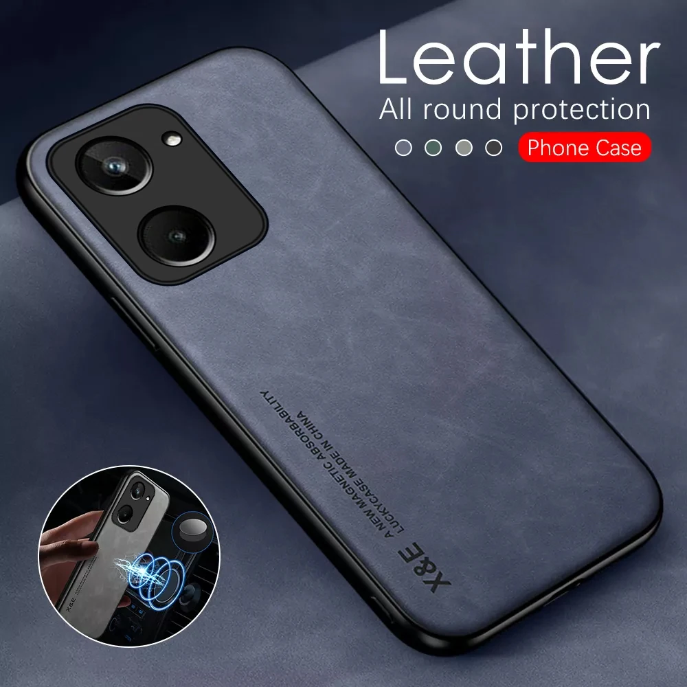 Magnetic Sheepskin Leather Lens Cover For Realme 10 4G Matte Shockproof Coque On Realme10 Realmy Realm Realmi 10 4G RMX3630 6.4