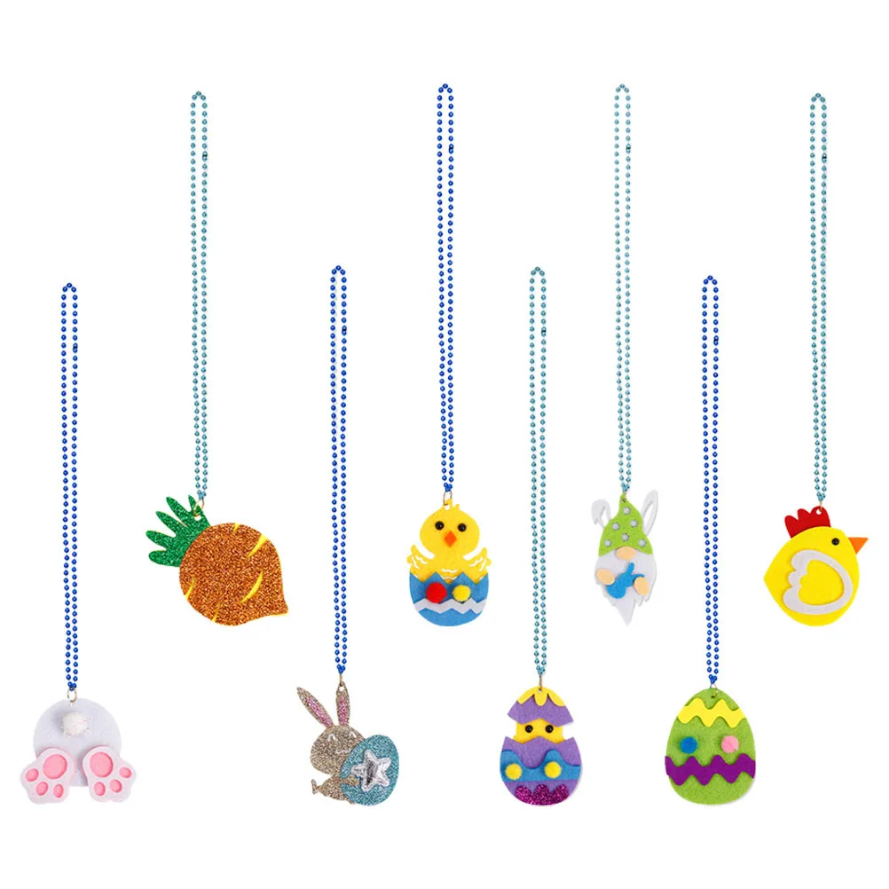 

8Pcs Easter Kids Necklace Charm Pendant Neck Chain Party Dress Up Festival Gift Jewelry Easter Necklace Party Decoration