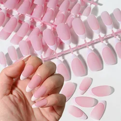 120Pcs White Pink Matte Almond Press on nails French Frosted Soft Gel Nail Tips Wearable False Nails Coffin/Oval Fake Nail Tips*