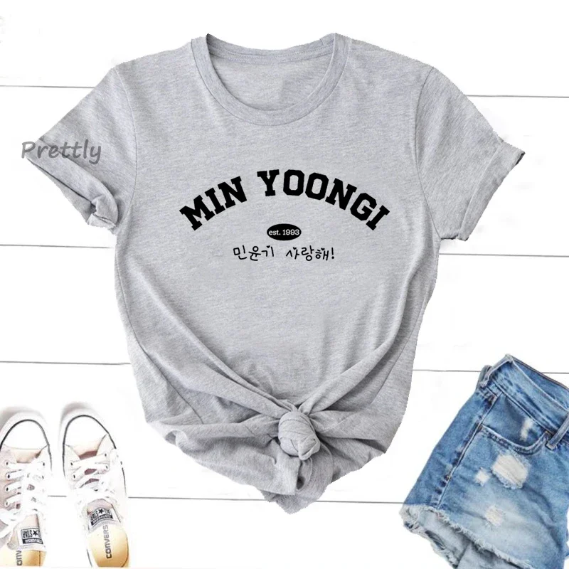 Suga Agust D Min Yoongi T Shirt K-Pop Fan Bangtan Graphic Printed Fashion Harajuku 2023 Clothes Causal Female Y2K Tops Tee