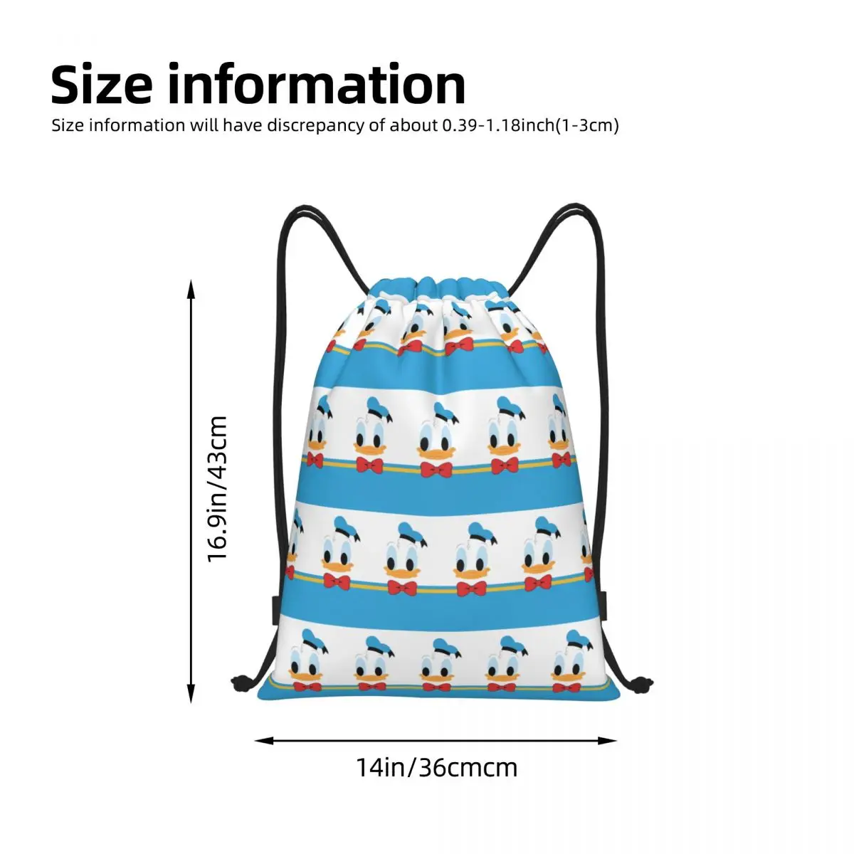 مخصص دونالد داك الرباط حقيبة النساء الرجال خفيفة الوزن لطيف بطة الرياضة الصالة الرياضية تخزين الظهر