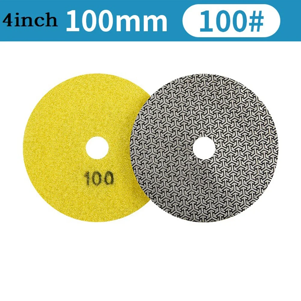 1 buah 100mm/4 "dilapisi berlian kering Polishing Pad 60/100/200/400 Grit untuk kaca/granit/Marmer/ubin/beton poles