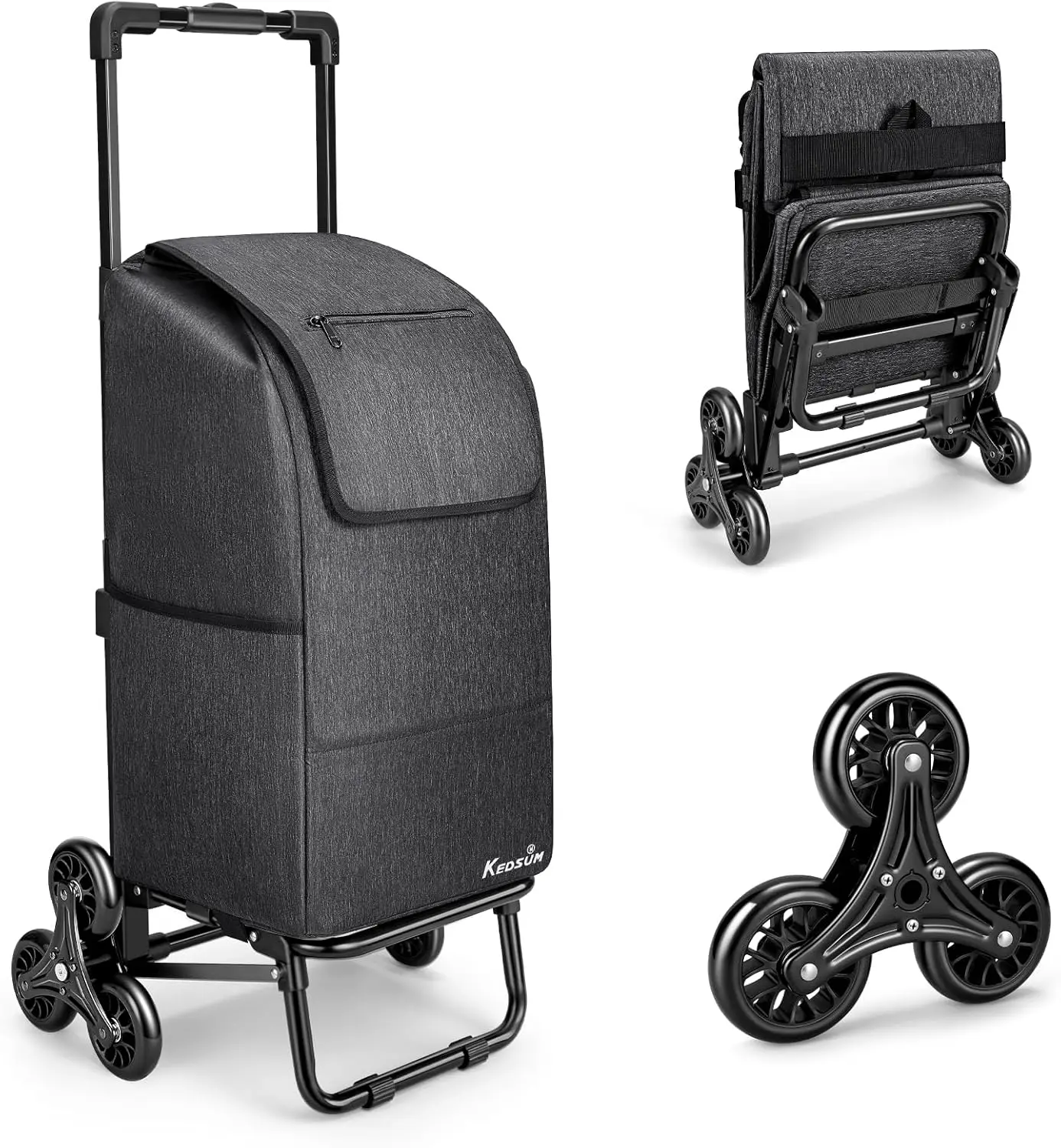

2-in-1 Stair Climbing Cart with Removable Bag, 60L/300LBS Capacity, Folding Design for Easy Storage