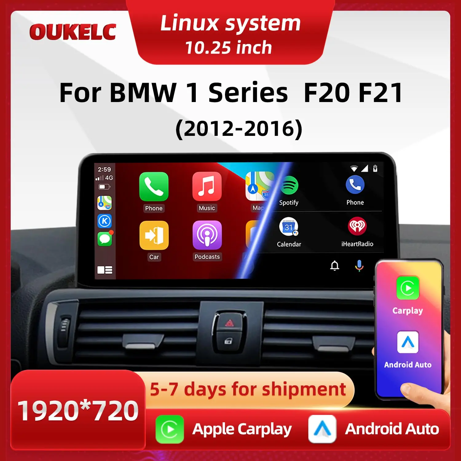 

For BMW 1 Serie F20 F21 NBT 2012-2016 Screen Car Multimedia Player Carplay Android Auto Stereo Car Play Intelligent Navigation