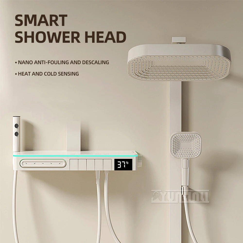 

Atmosphere Lamp Constant Temperature Shower suit Household with Back Massage Shower Storage Digital Display Shower