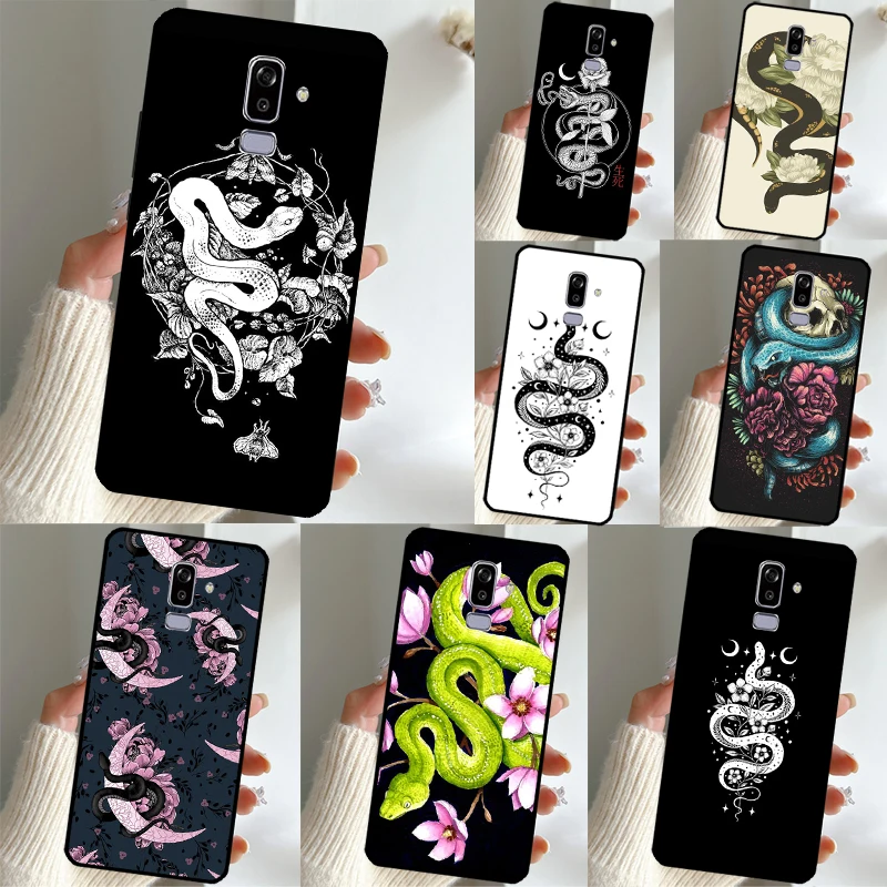 Fashion Snake Flower Case For Samsung Galaxy J7 J1 J5 J3 2016 A3 A5 2017 A6 A7 A8 A9 J4 J6 Plus J8 2018 Cover