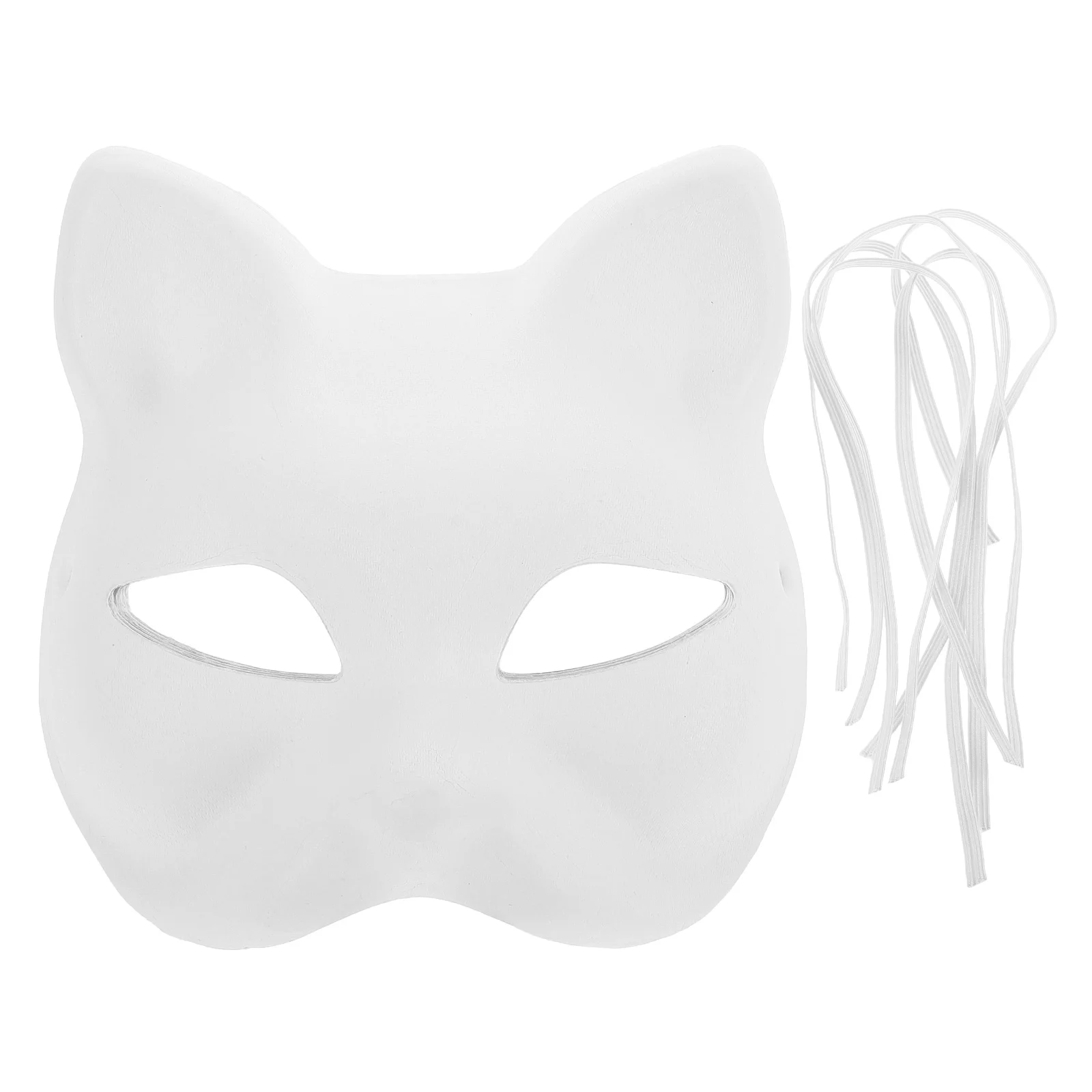 5Pcs Blank Cat Face Mask DIY Paintable Eco-Friendly Pulp Party Halloween Masquerade Costume Accessory Cat Face Mask