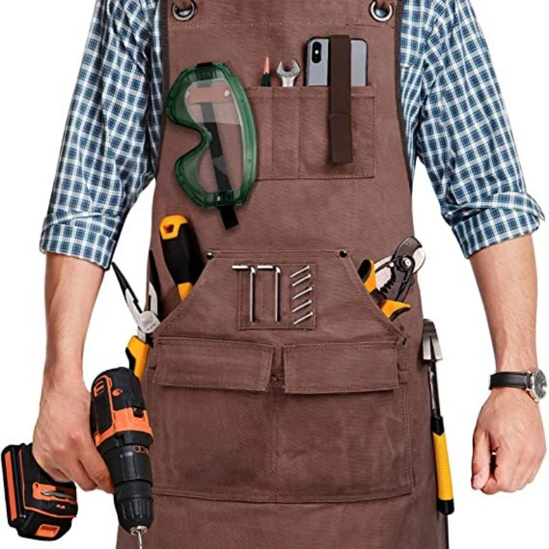 New Woodworking Apron Retro, Waxed, Handsome, Waterproof, Thickened Canvas Workwear, Horticultural Auto Repair