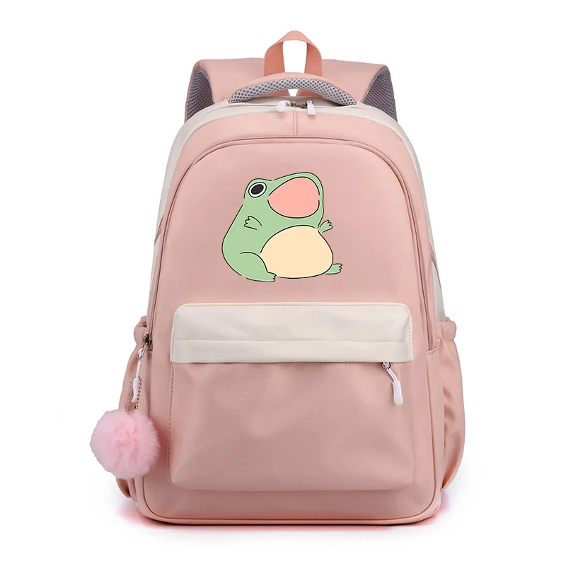 Sac à dos à motif de grenouille drôle pour adolescents, sacs à livres scolaires confortables et décontractés, sac à dos à fermeture éclair de haute qualité