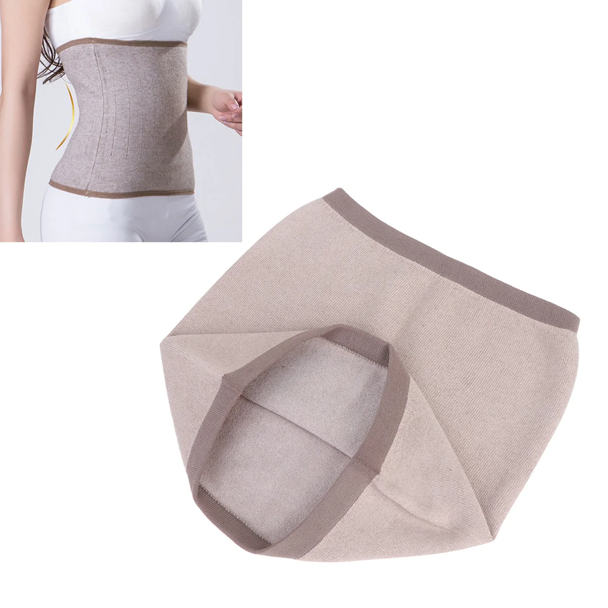 

1pc Cashmere Waist Belt Warm Abdominal Wrap Slimming Body Curves Women S M L Black Warm Waist Support Coffee