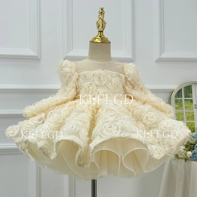 Baby girls party dresses pink elegant kids beauty pageant clothing gorgeous Baby girl one-piece dress puff children's clothing