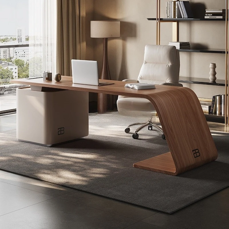 South American walnut desk household Italian minimalist study high-end light luxury solid wood computer desk