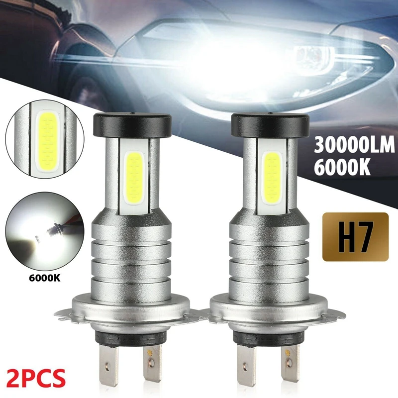 2X H7 LED Headlight Bulb Kit High Low Beam 100W 30000LM Super Bright 6000K White