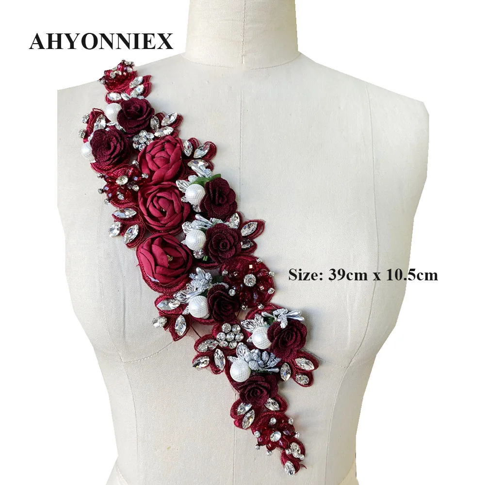 1 stück 3D Blumen Perlen Perle Handgemachte Blume Applique für Kleidung Hohe Qualität Braut Kleid Hochzeit Dekoration – Detail 6